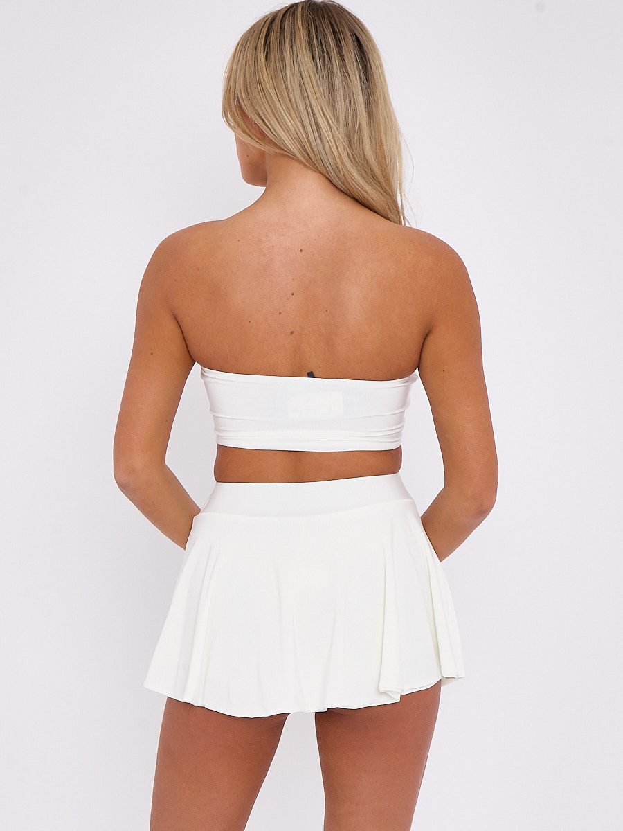 Slinky Ruched Bandeau Crop Top & Skort Co-ord