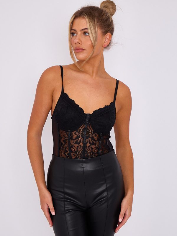 Lace Detail Corset Style Bodysuit