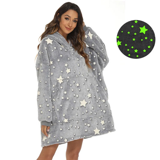 Grey Luminous Star Lazy Blanket Hoodie