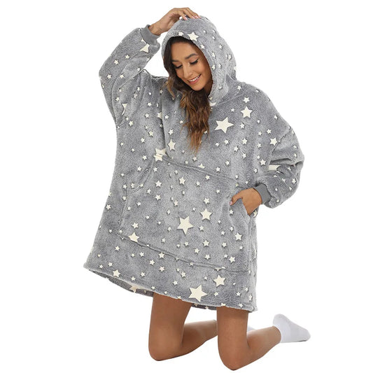 Grey Luminous Star Lazy Blanket Hoodie