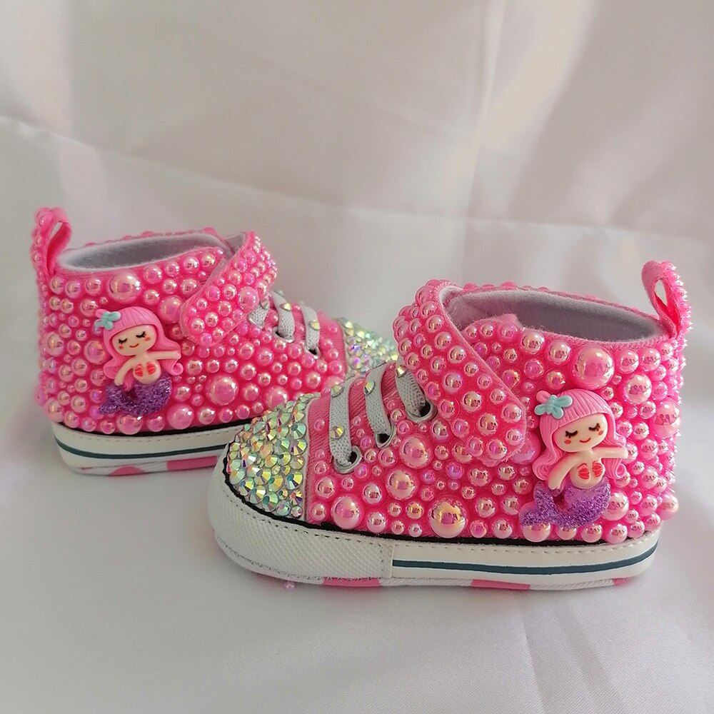 Handmade Bow Pearl Rhinestones Baby Girls Shoes